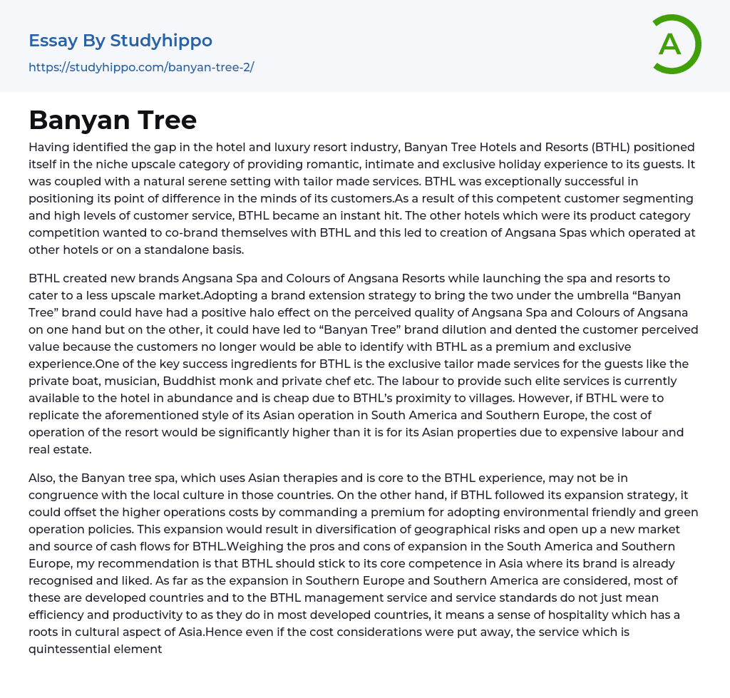 Banyan Tree Essay Example