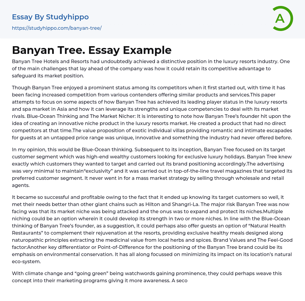 Banyan Tree. Essay Example
