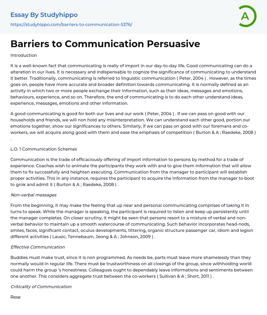 barriers to communication essay 150 words pdf