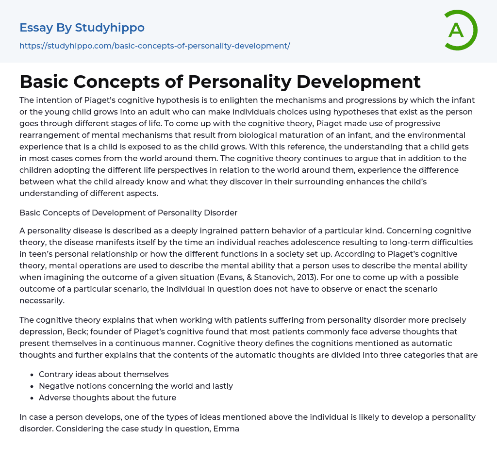 characteristics of personality development essay