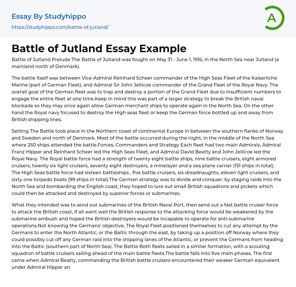 Battle of Jutland Essay Example