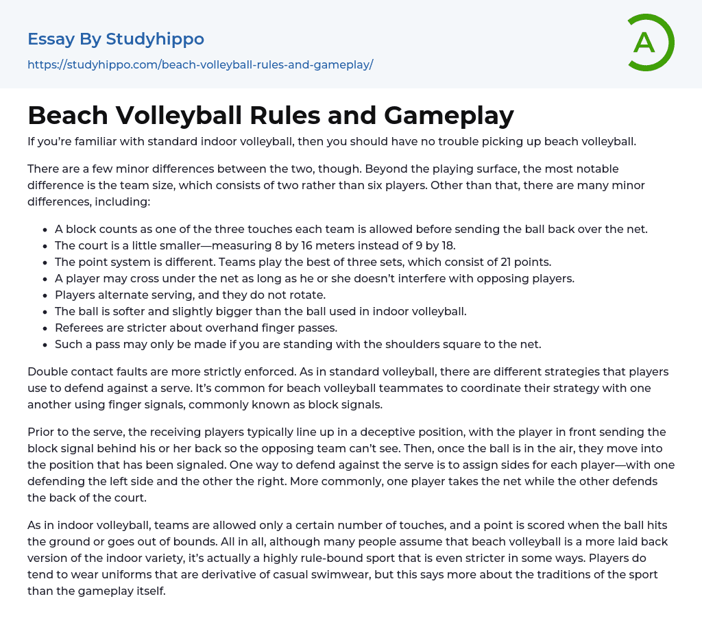 essay about beach volleyball