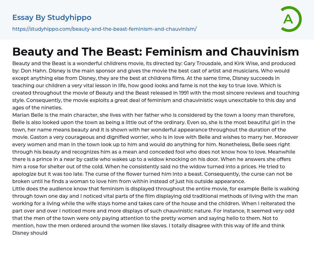 Beauty and The Beast: Feminism and Chauvinism Essay Example