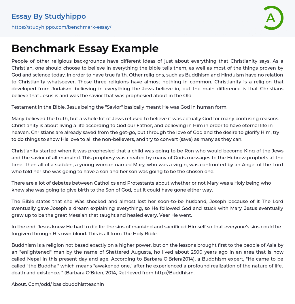 Benchmark Essay Example