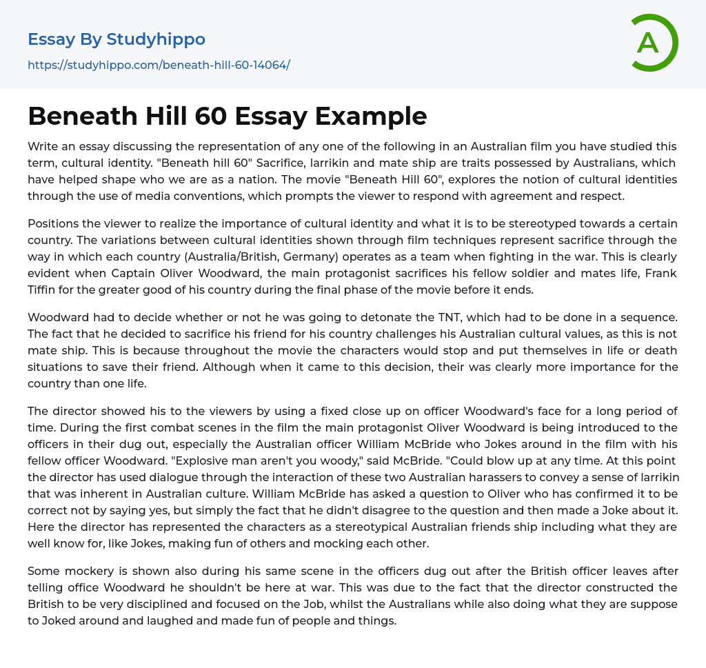 Beneath Hill 60 Essay Example