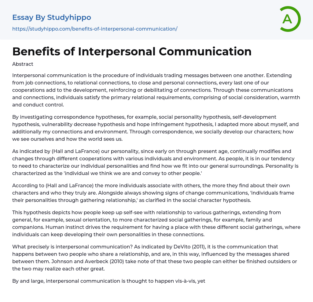 essay on interpersonal communication in the workplace