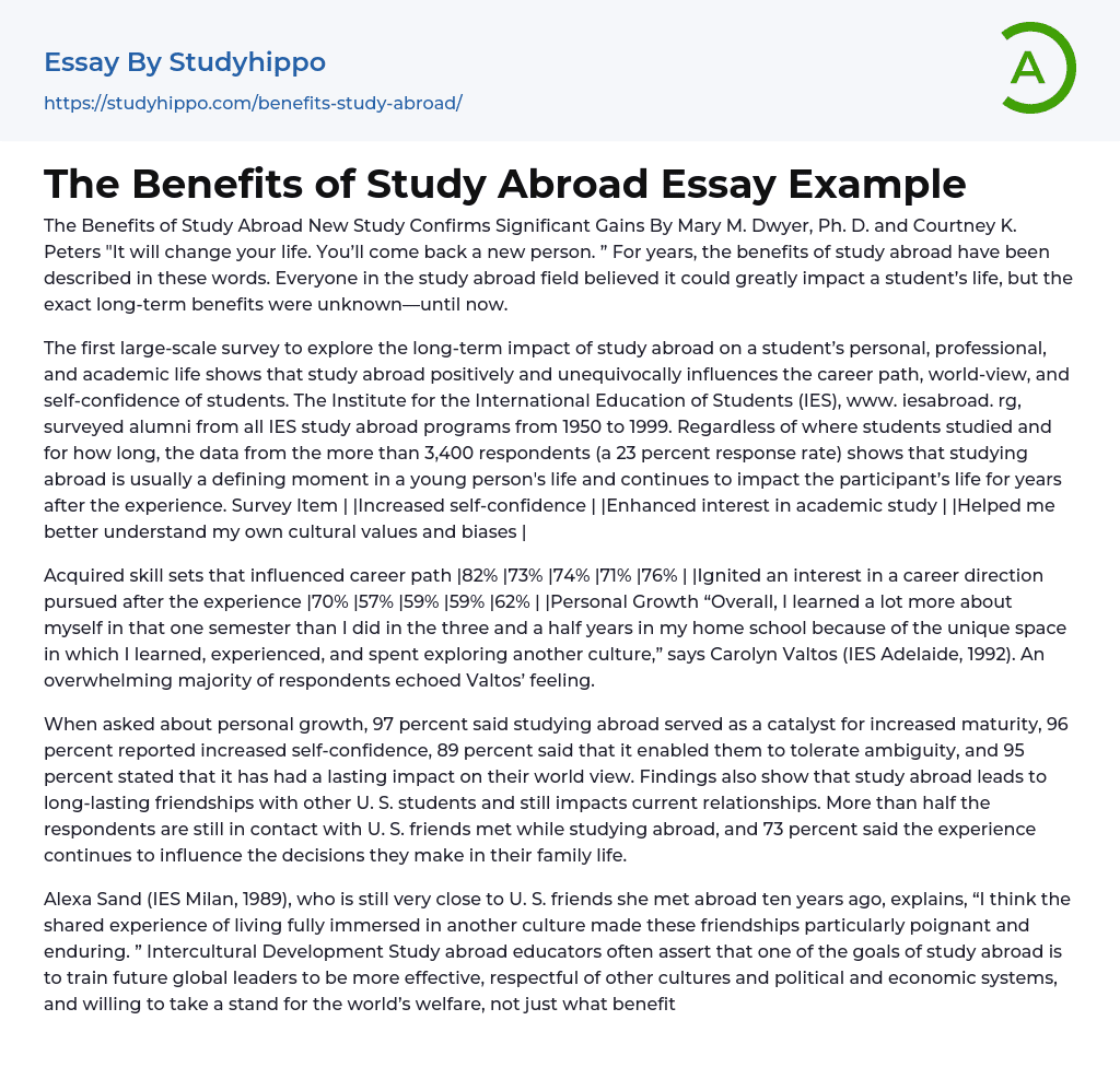 The Benefits of Study Abroad Essay Example