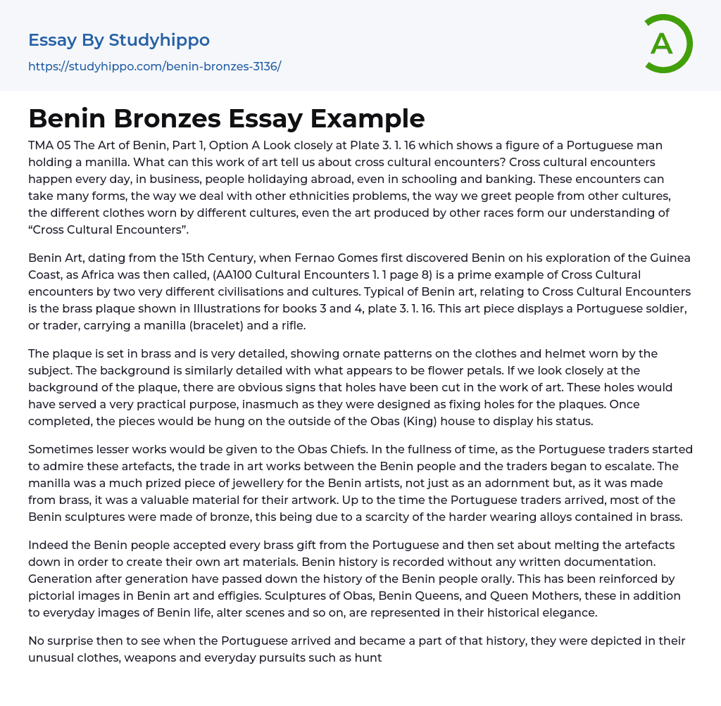 Benin Bronzes Essay Example