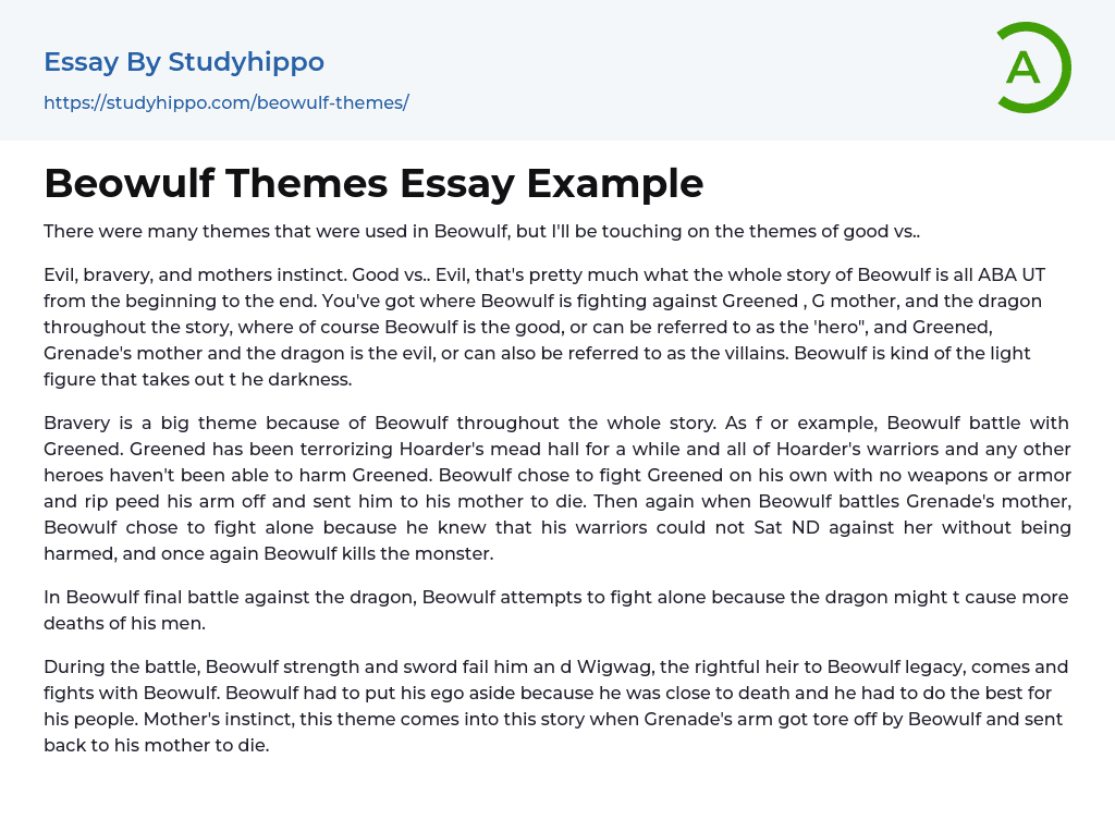 Beowulf Themes Essay Example