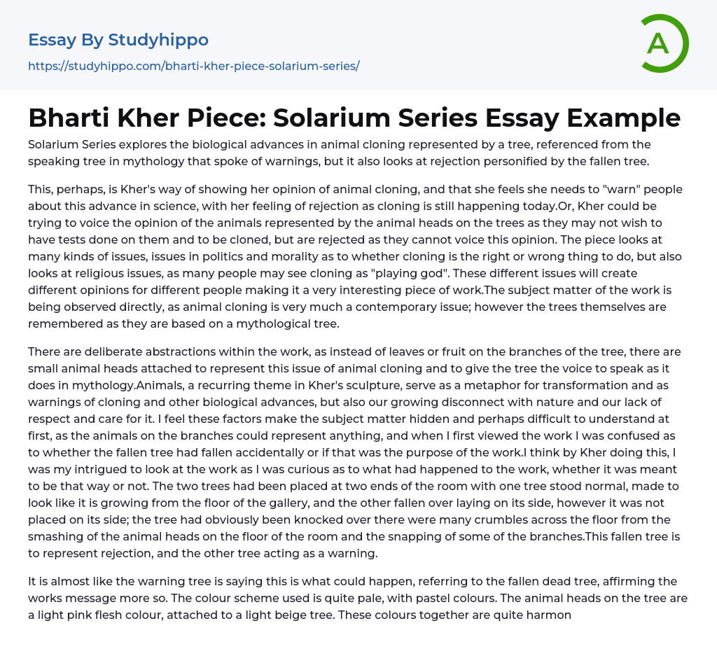 Bharti Kher Piece: Solarium Series Essay Example