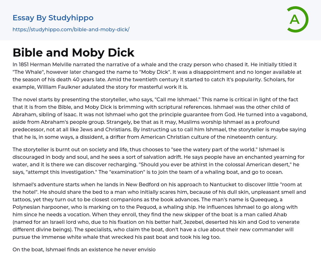 Bible and Moby Dick Essay Example