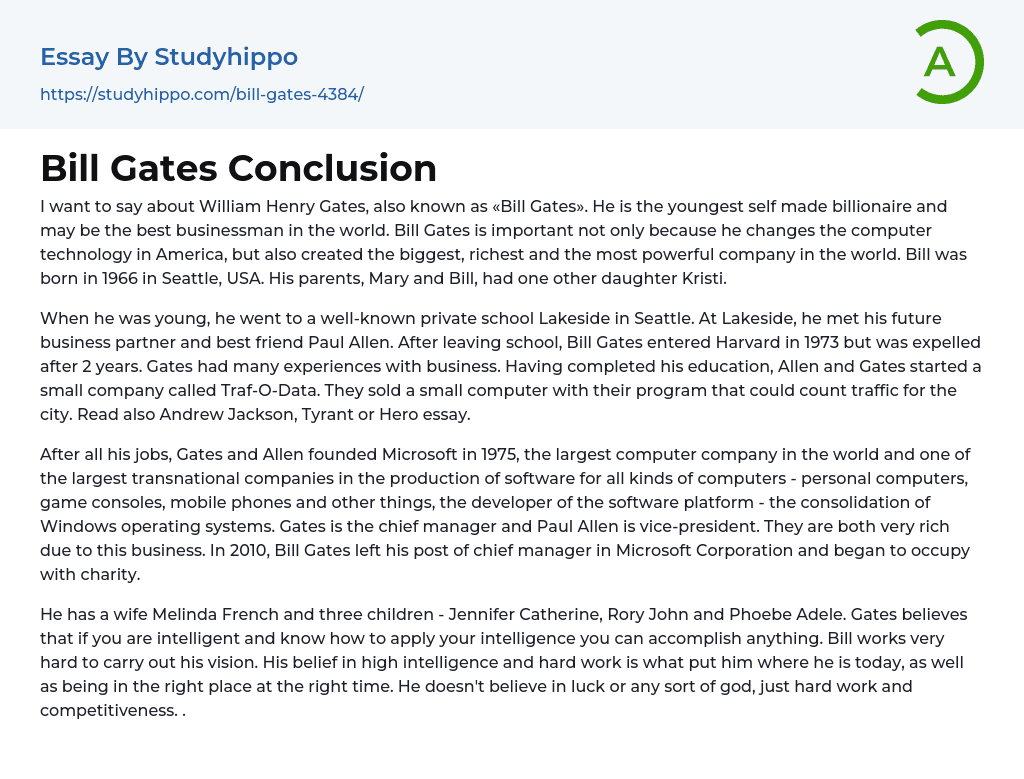 Bill Gates Conclusion Essay Example