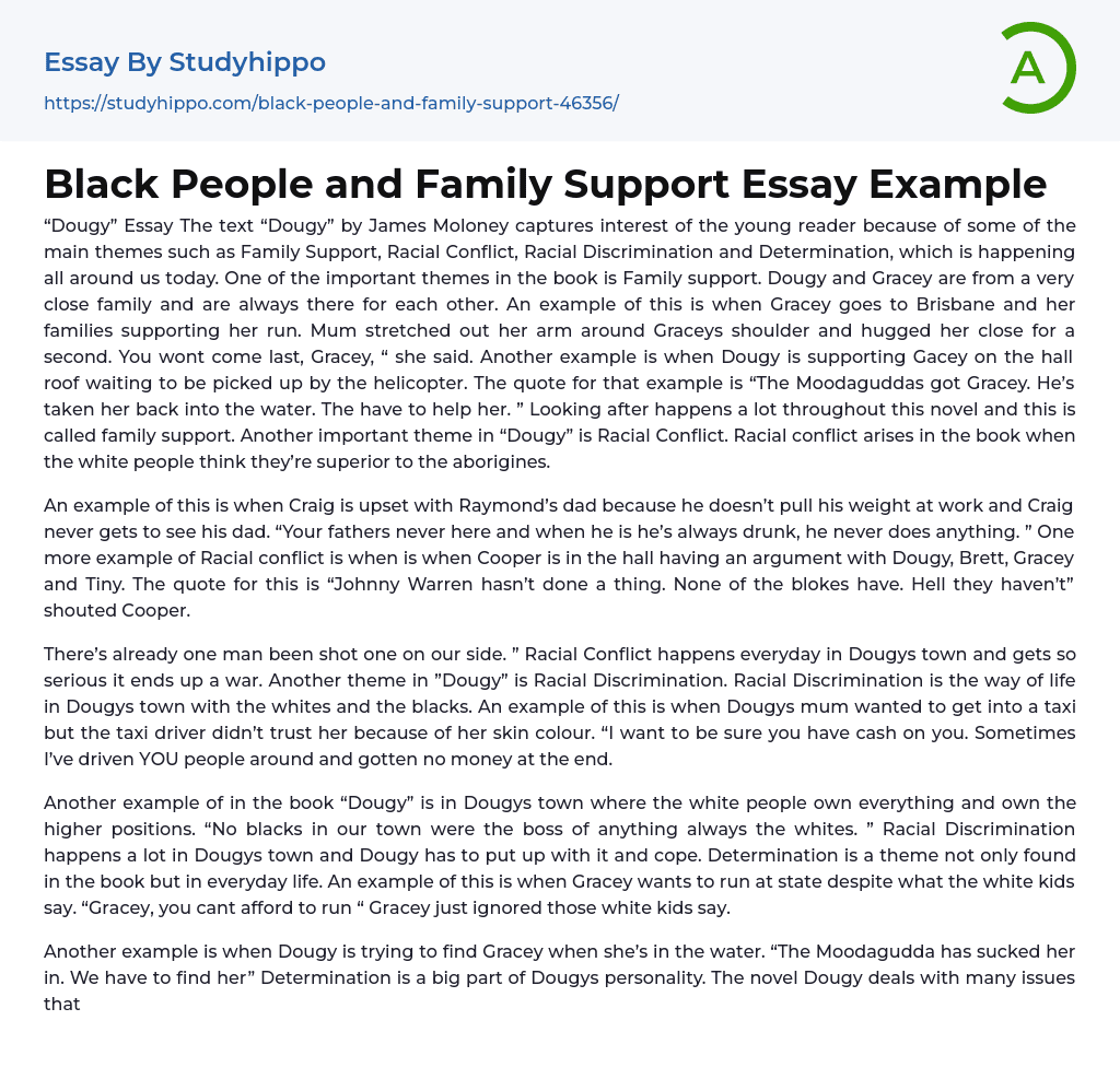 Black People and Family Support Essay Example