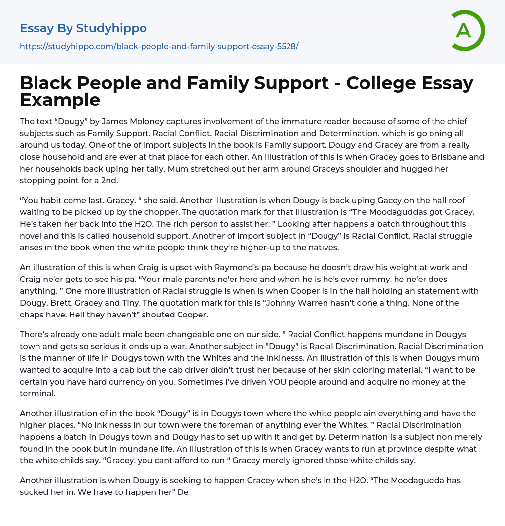 Black People and Family Support – College Essay Example