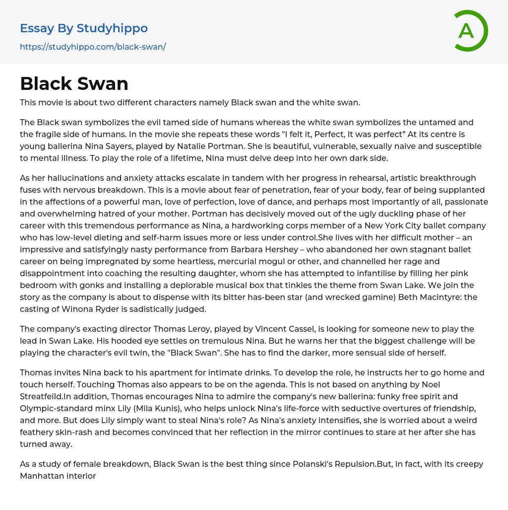 Black Swan Essay Example