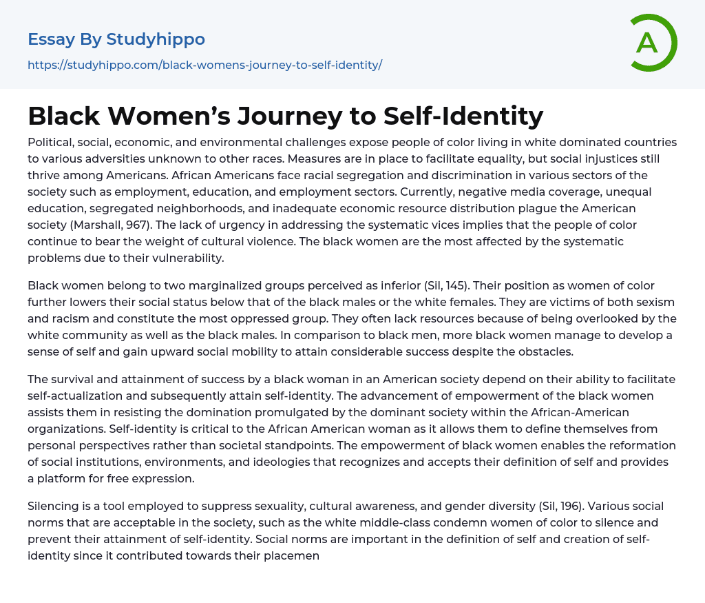 Black Women’s Journey to Self-Identity Essay Example