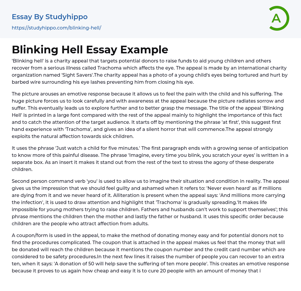 Blinking Hell Essay Example