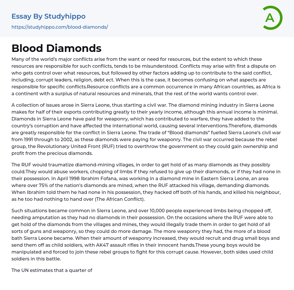 Blood Diamonds Essay Example