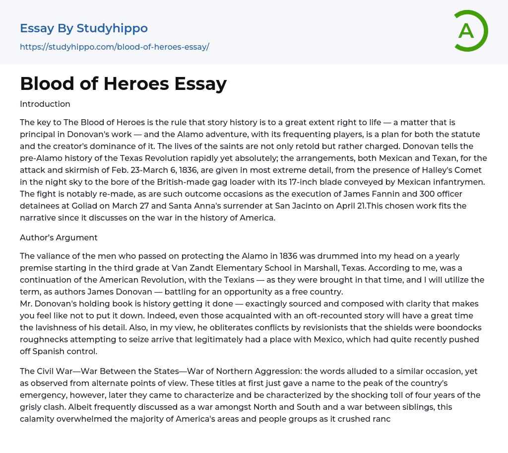 Blood of Heroes Essay