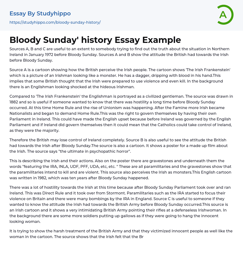 Bloody Sunday’ history Essay Example