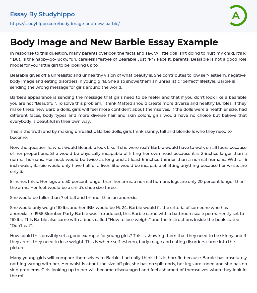 Body Image and New Barbie Essay Example