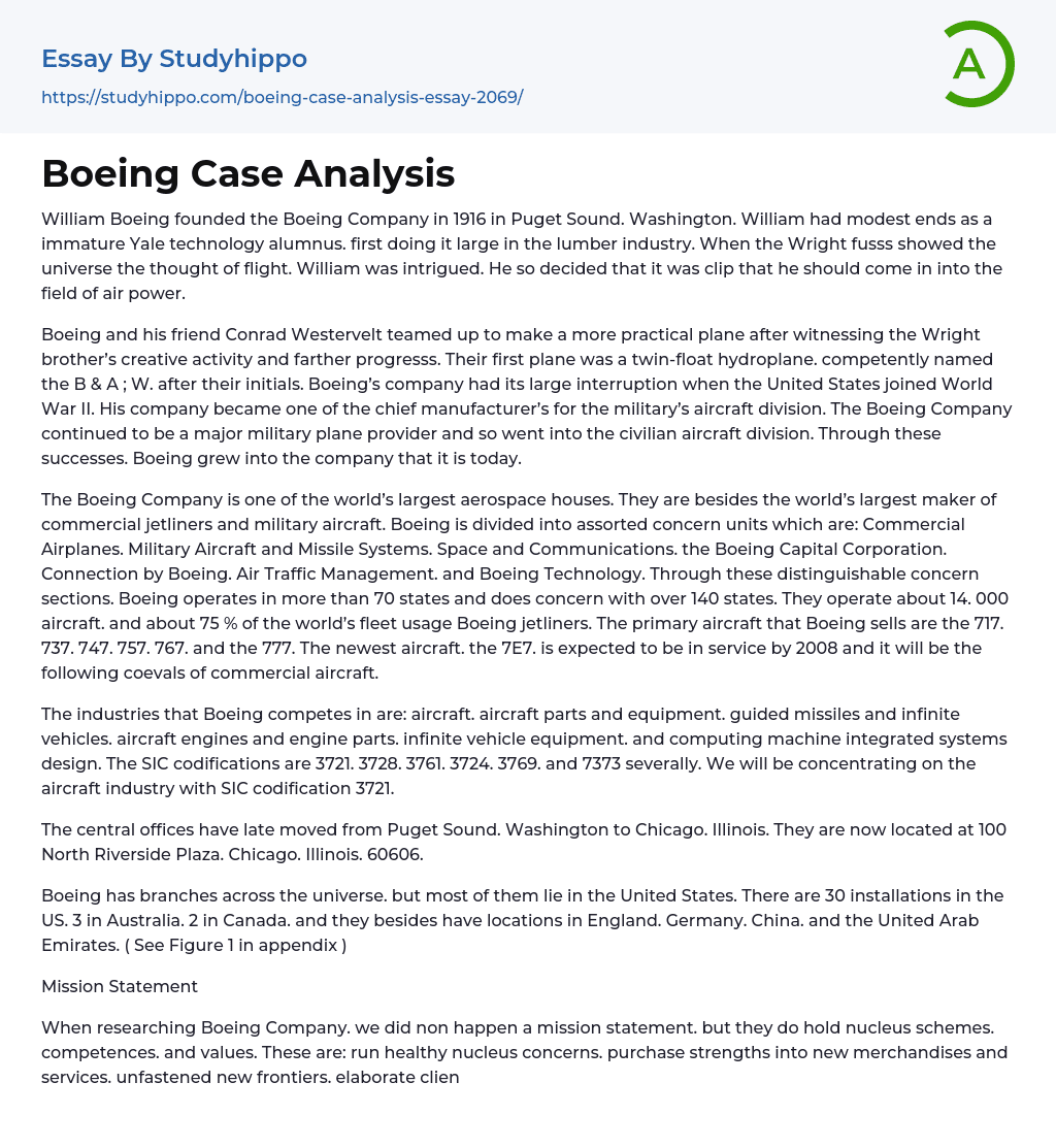 Boeing Case Analysis Essay Example