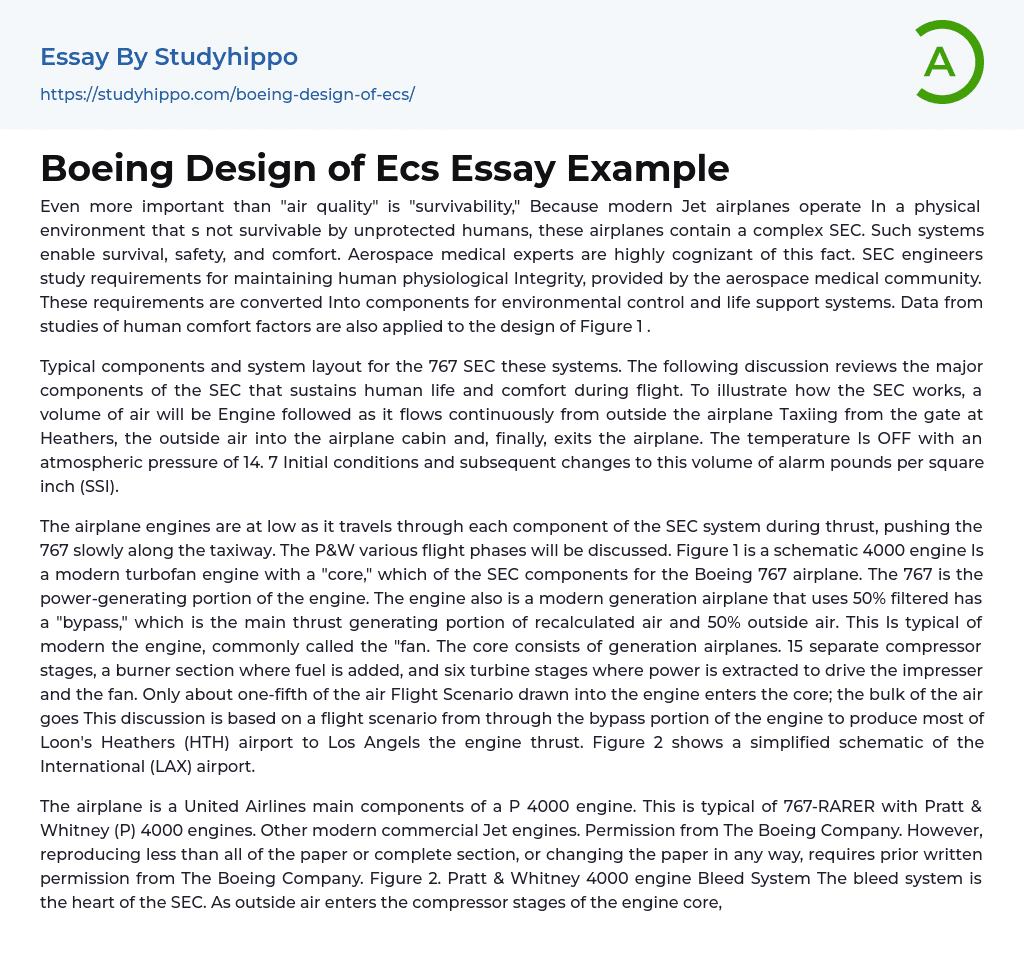 Boeing Design of Ecs Essay Example
