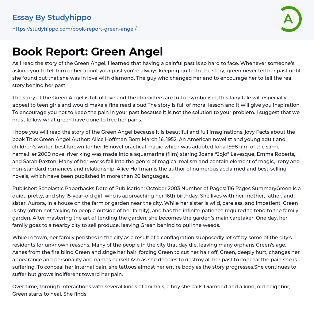 Book Report: Green Angel Essay Example