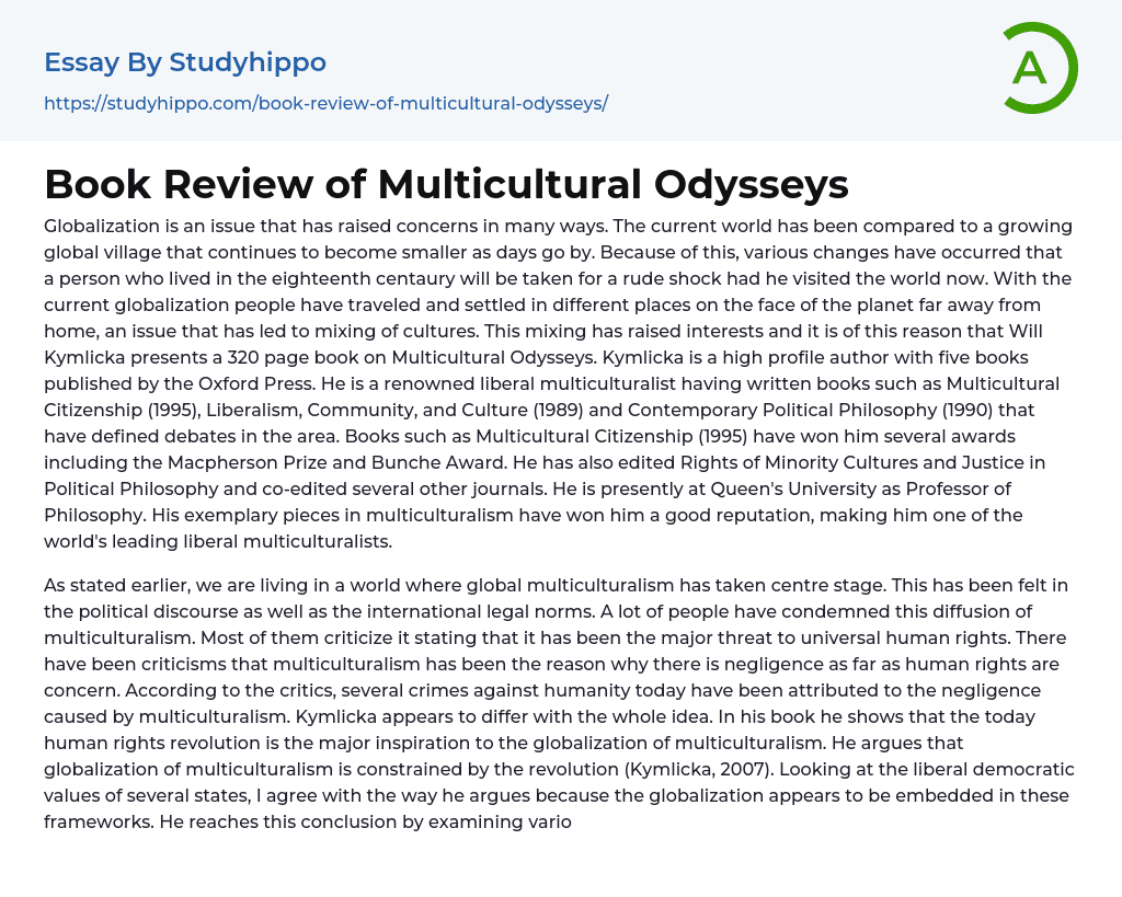 Book Review of Multicultural Odysseys Essay Example