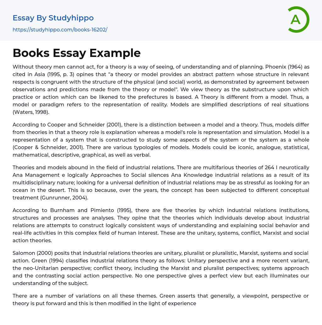 Books Essay Example