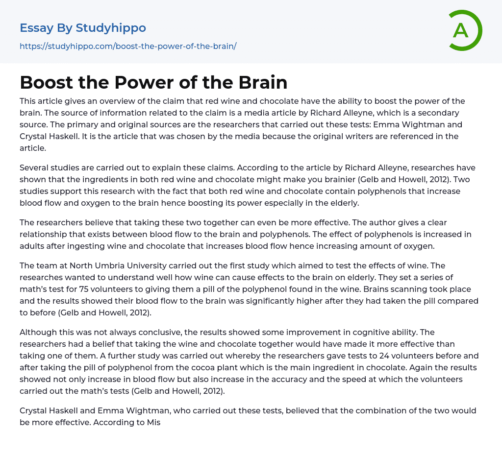 Boost the Power of the Brain Essay Example
