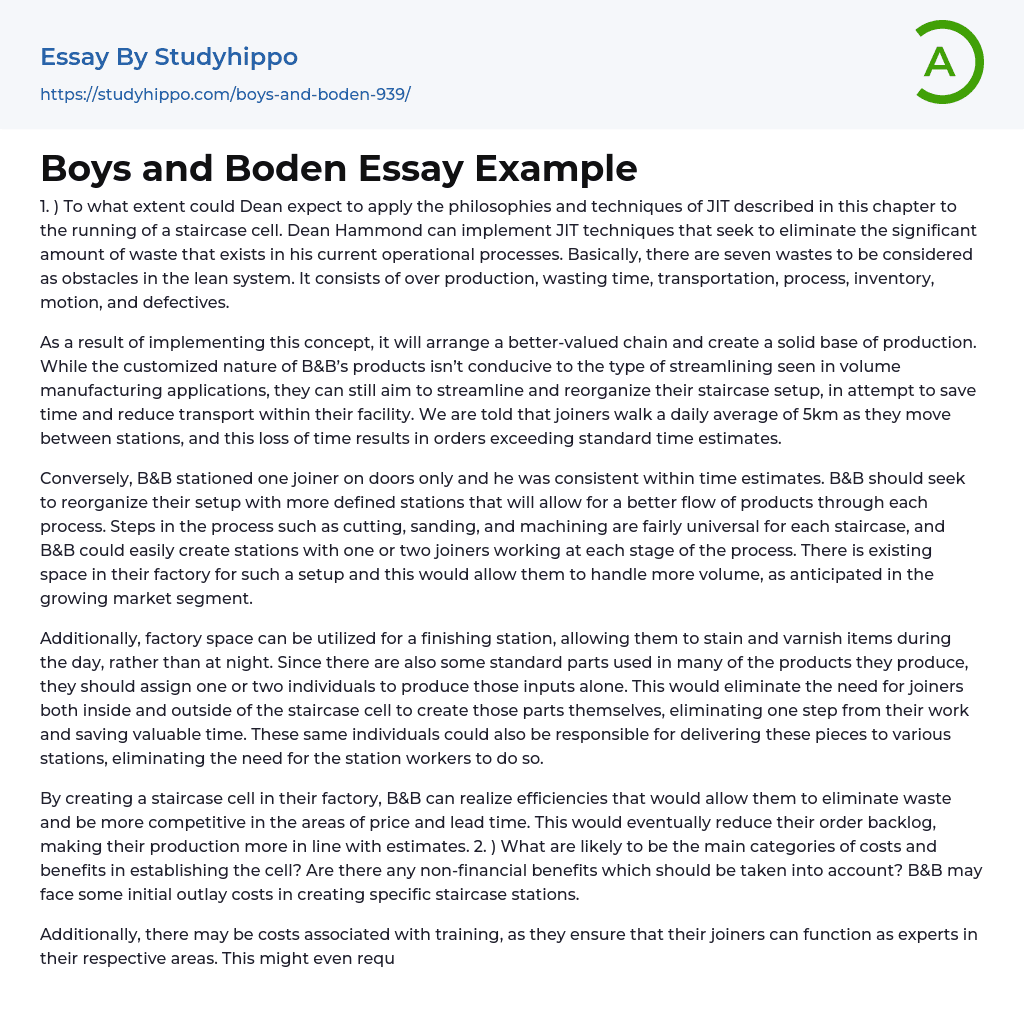 Boys and Boden Essay Example
