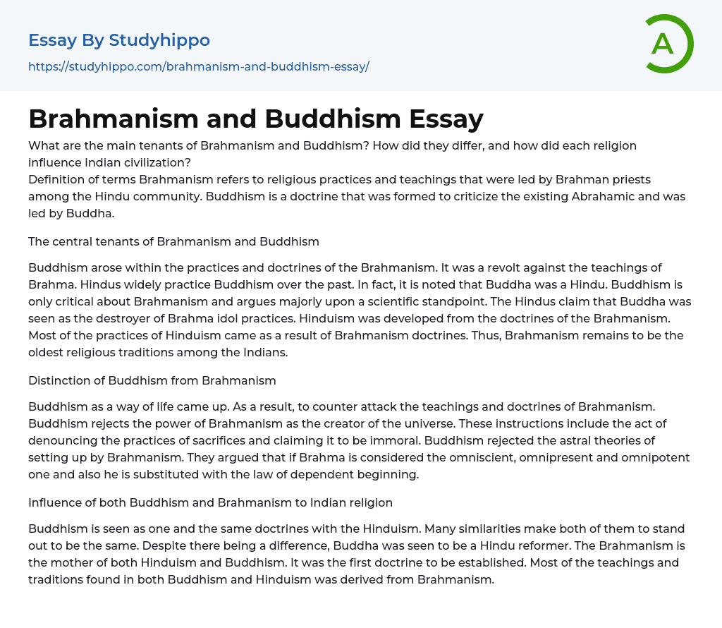 Brahmanism and Buddhism Essay