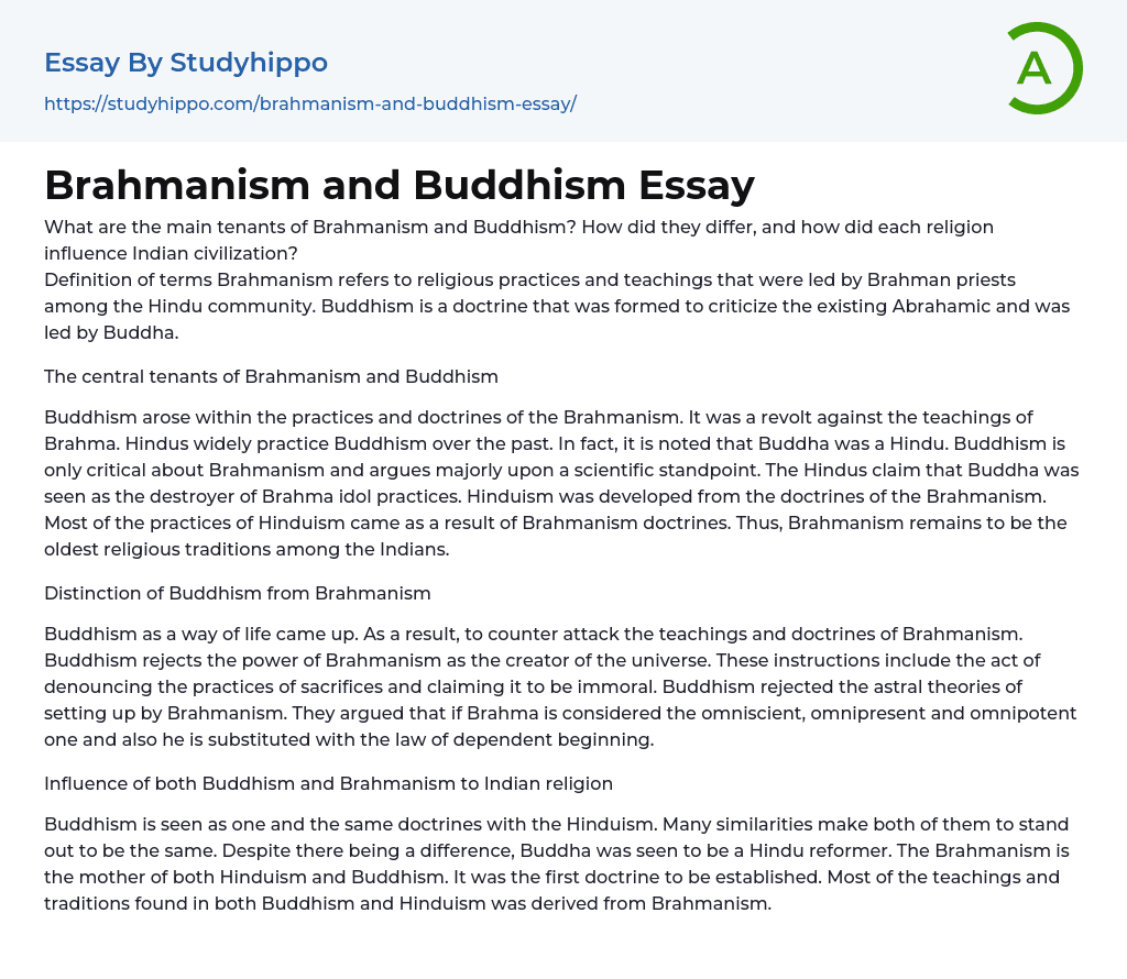 Brahmanism And Buddhism Essay StudyHippo