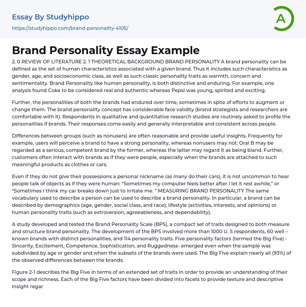 essay on brand personality