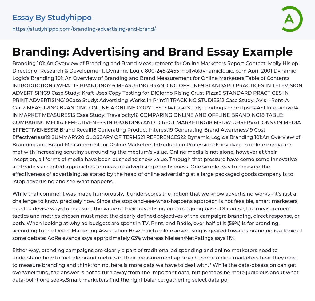 branding essay questions