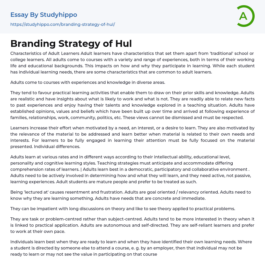Branding Strategy of Hul Essay Example