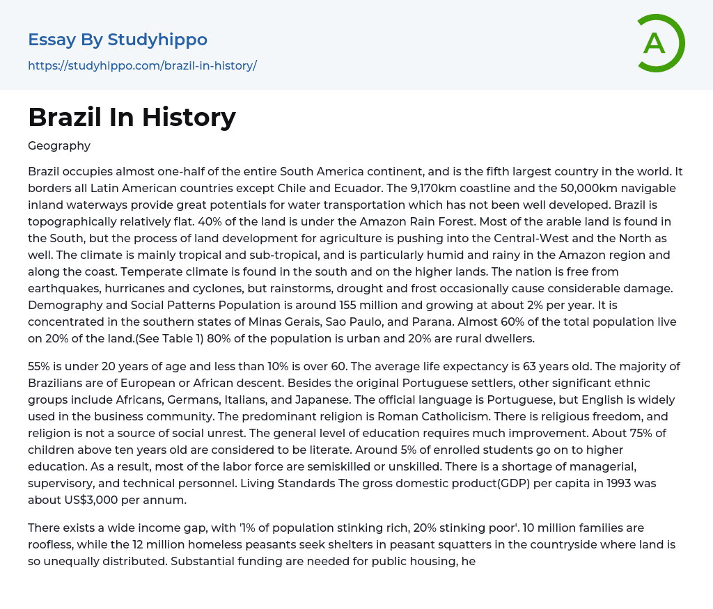 Brazil In History Essay Example