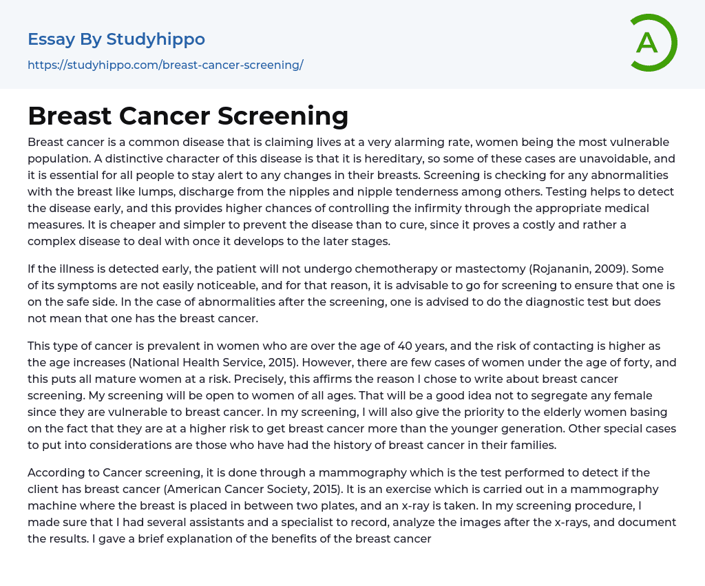 essay on cancer screening