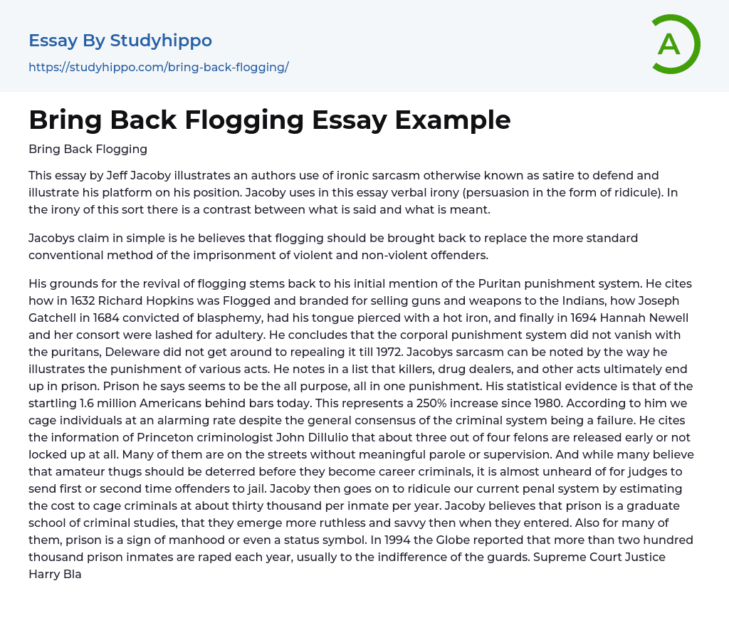 Bring Back Flogging Essay Example