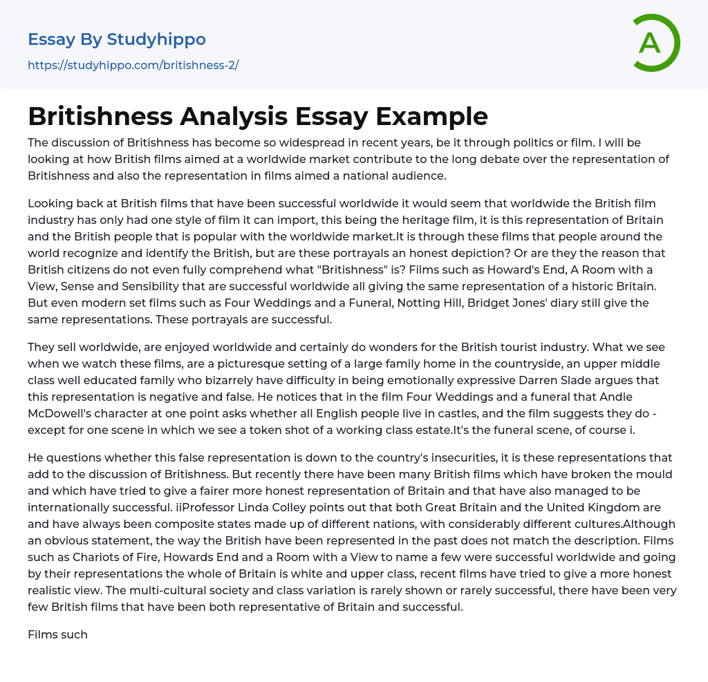 Britishness Analysis Essay Example