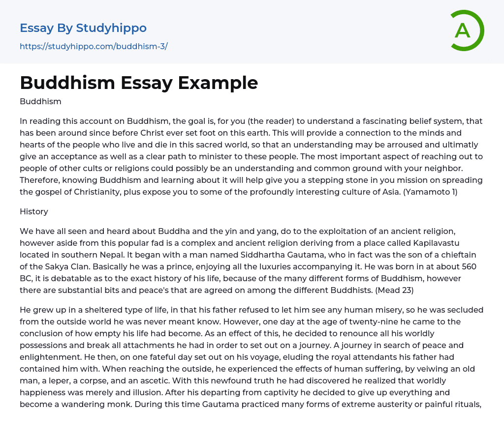 Buddhism Essay Example