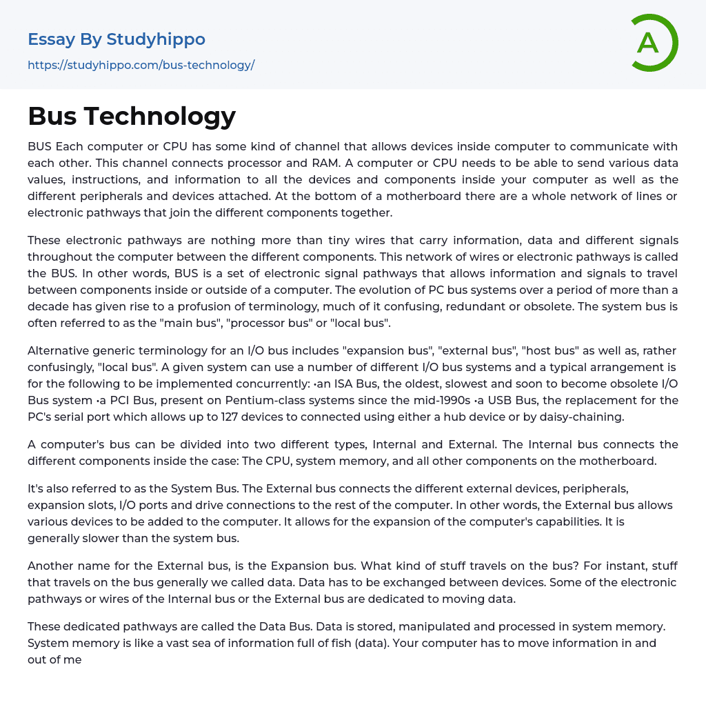 Bus Technology Essay Example