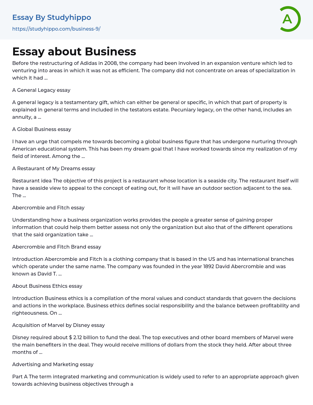 Essay about Business