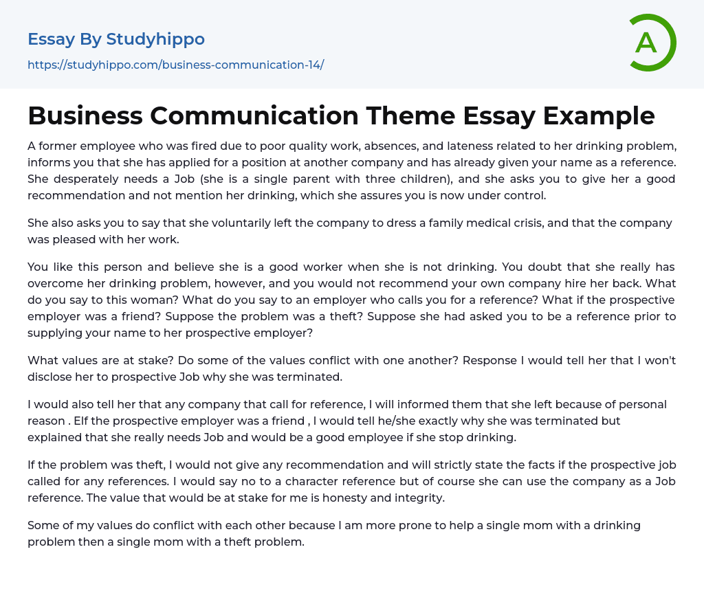 Business Communication Theme Essay Example