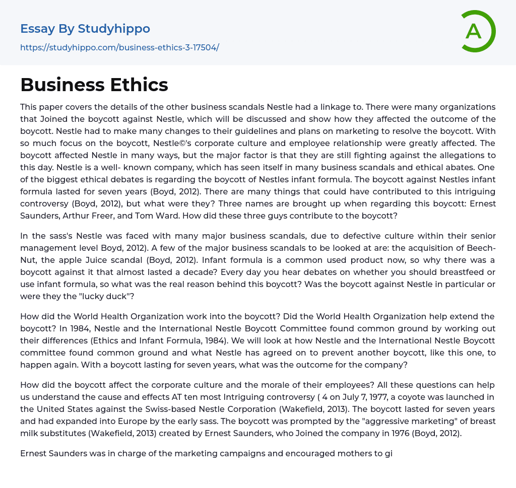 essay questions about business ethics