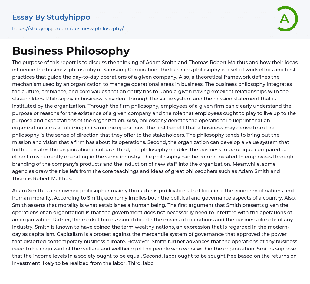 philosophy business essay