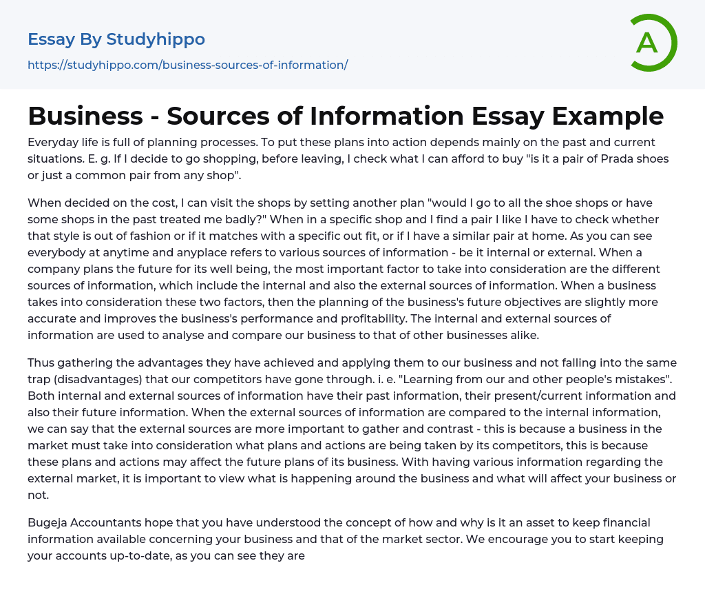 essay about sources of information