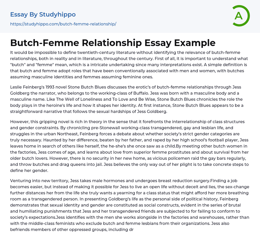 Butch-Femme Relationship Essay Example