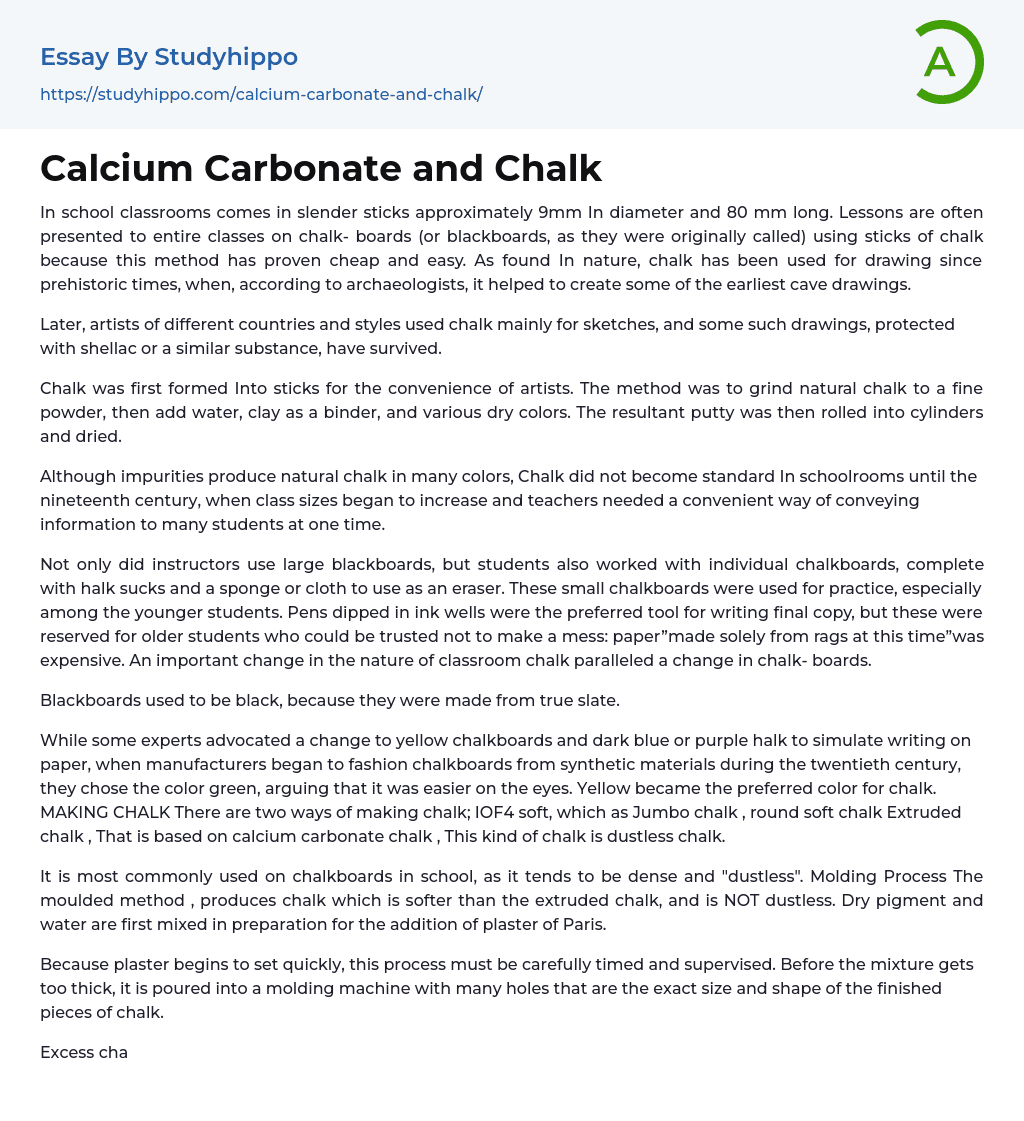 Calcium Carbonate and Chalk Essay Example